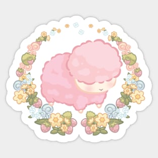 Cute Pink Autumn Farm Sheep Sticker